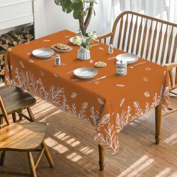 Horaldaily Fall Tablecloth 60x60 Inch Square, Thanksgiving Autumn Harvest Orange Wild Flowers Table ...