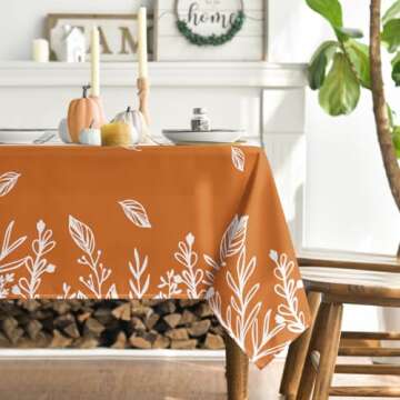 Horaldaily Fall Tablecloth 60x60 Inch Square, Thanksgiving Autumn Harvest Orange Wild Flowers Table Cover for Party Picnic Dinner Decor