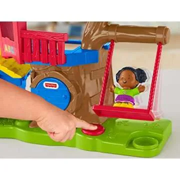 Fisher-Price Little People Toddler Musical Toy Swing & Share Treehouse Playset with 3 Figures for Pretend Play Ages 1+ Years