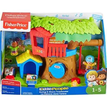 Fisher-Price Little People Toddler Musical Toy Swing & Share Treehouse Playset with 3 Figures for Pretend Play Ages 1+ Years