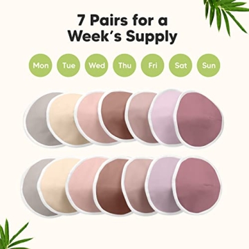 KeaBabies Organic Nursing Pads - 14 Soft Reusable Breastfeeding Pads