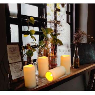 Biyanuo 2PACK Outdoor Plastic flameless Candles with Remote Control and Timer, LED Flickering Batter...