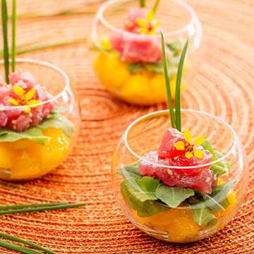 Restaurantware 4 Ounce Round Plastic Bowls 100 Disposable Sphere Cups - Premium Does Not Shatter Easily Clear Plastic Appetizer Bowls Versatile For Weddings Parties Or Birthdays