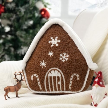 Phantoscope Gingerbread House Plush Christmas Throw Pillow