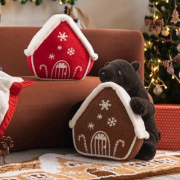 Phantoscope Gingerbread House Plush Christmas Throw Pillow