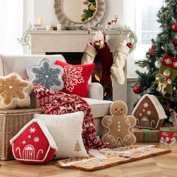 Phantoscope Gingerbread House Plush Christmas Throw Pillow