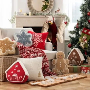 Phantoscope Gingerbread House Plush Christmas Throw Pillow