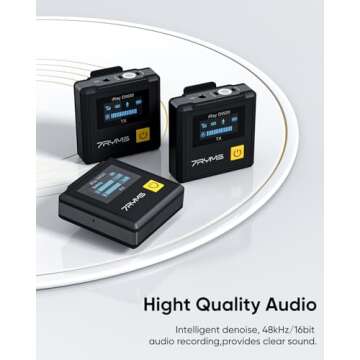 7RYMS iRay DW20 Wireless Lavalier Microphone, Noise Reduction Function,Safety Audio Track,Suitable f...