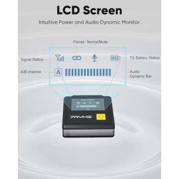 7RYMS iRay DW20 Wireless Lavalier Microphone, Noise Reduction Function,Safety Audio Track,Suitable for Cameras,iPhone,Android, Computers, Suitable for YouTube,Interviews, Vlogs,Live Streaming