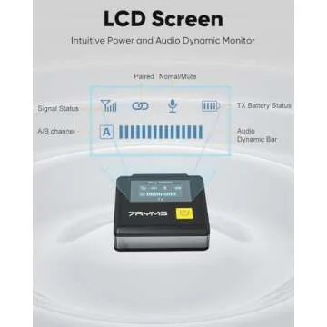 7RYMS iRay DW20 Wireless Lavalier Microphone, Noise Reduction Function,Safety Audio Track,Suitable for Cameras,iPhone,Android, Computers, Suitable for YouTube,Interviews, Vlogs,Live Streaming