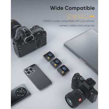 7RYMS iRay DW20 Wireless Lavalier Microphone, Noise Reduction Function,Safety Audio Track,Suitable for Cameras,iPhone,Android, Computers, Suitable for YouTube,Interviews, Vlogs,Live Streaming