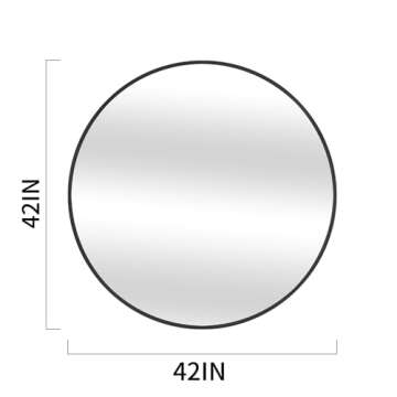 CIVENO 42 Inch Black Round Mirror - Stylish & Durable