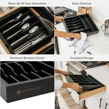 Expandable Bamboo Drawer Organizer for Stylish Kitchen Storage