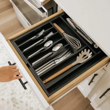 Expandable Bamboo Drawer Organizer for Stylish Kitchen Storage