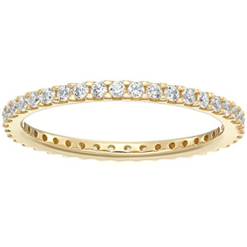 Amazon Essentials Yellow Gold-Plated Sterling Silver Infinite Elements Cubic Zirconia Eternity Band ...