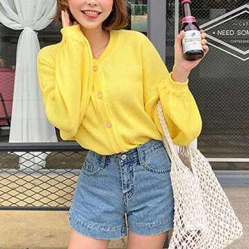 Ayliss Handmade Straw Bag Travel Beach Fishing Net Handbag Shopping Woven Shoulder Bag for Women(White)