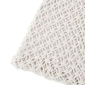 Ayliss Handmade Straw Bag Travel Beach Fishing Net Handbag Shopping Woven Shoulder Bag for Women(White)