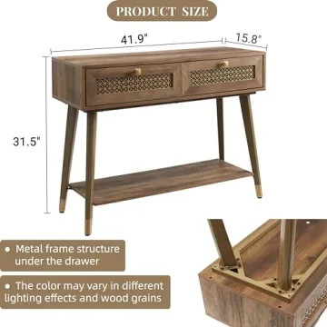 JYED Mid Century Console Table with Open Shelf and Drawers