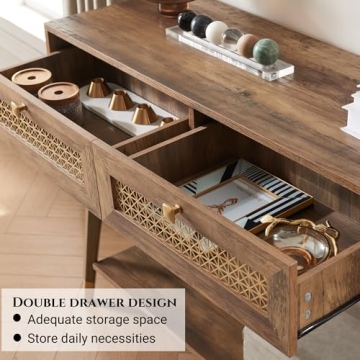 JYED Mid Century Console Table with Open Shelf and Drawers
