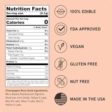 Champagne Rose Gold Edible Glitter for Food & Drinks