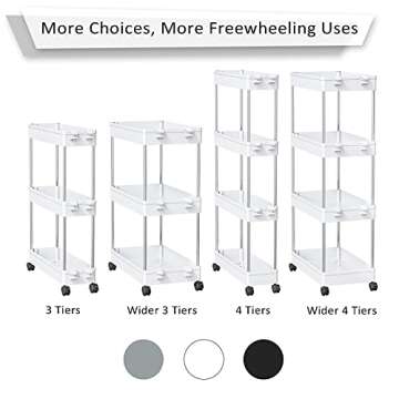 NOTHEIA Slim Storage Cart 4-Tier, Bathroom Organization Slide Out Cart, Laundry Room Organization and Storage Utility Cart, Snack Cart with Wheels Thin Space Solutions Between Washer and Dryer, White