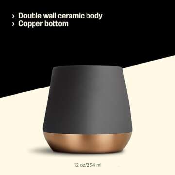 Fellow Big Jo' Double Wall Ceramic Coffee Mug - Refined and Sophisticated, Matte Black, Single 12 oz Cup