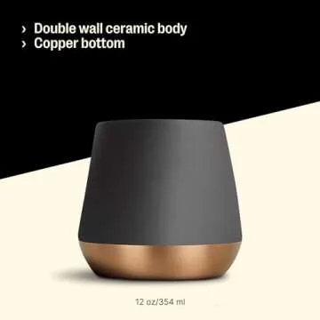 Fellow Big Jo' Double Wall Ceramic Coffee Mug - Refined and Sophisticated, Matte Black, Single 12 oz Cup