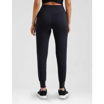 Colorfulkoala Women's Dreamlux Jogger Pants High Waisted Sweatpants Tapered Lounge Pants 28" Inseam Joggers with Pockets Black