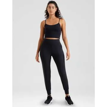 Colorfulkoala Women's Dreamlux Jogger Pants High Waisted Sweatpants Tapered Lounge Pants 28" Inseam Joggers with Pockets Black