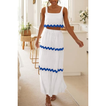 Stylish PRETTYGARDEN Women's Summer 2 Piece Beach Outfit