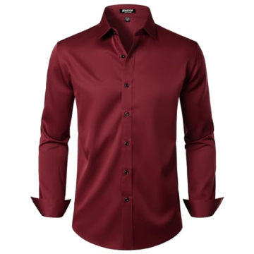 JEMITOP Men's Stretch Wrinkle Free Dress Shirt for Weddings & Prom