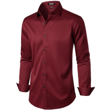 Wrinkle-Free Slim Fit Dress Shirt for Men - Burgundy