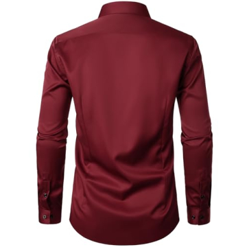 Wrinkle-Free Slim Fit Dress Shirt for Men - Burgundy