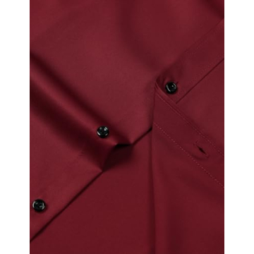 Wrinkle-Free Slim Fit Dress Shirt for Men - Burgundy