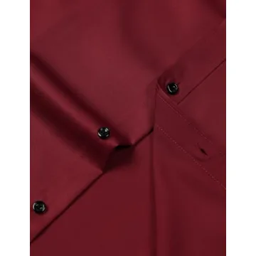 Wrinkle-Free Slim Fit Dress Shirt for Men - Burgundy