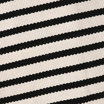LEEVAN Washable Black and White Striped Doormat Rug