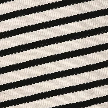 LEEVAN Washable Black and White Striped Doormat Rug