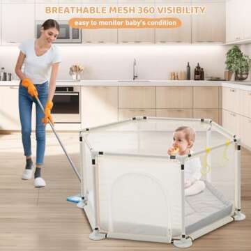 ZENOVA Hexagonal Baby Playpen - Safe & Portable Toddler Playpen