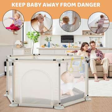 ZENOVA Hexagonal Baby Playpen - Safe & Portable Toddler Playpen