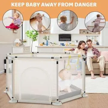ZENOVA Hexagonal Baby Playpen - Safe & Portable Toddler Playpen