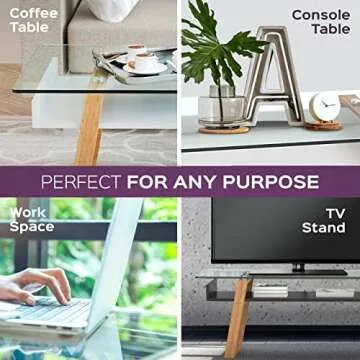 bonVIVO Modern Glass Coffee Table - Elegant Centerpiece for Living Room Decor with Tempered Glass Top, Sleek Design as A Gift for Home or Office Use, White