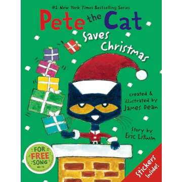 Pete the Cat Saves Christmas: Includes Sticker Sheet! A Christmas Holiday Book for Kids