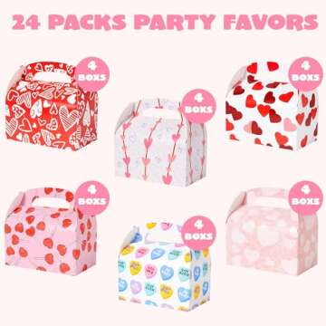 JOYIN 24 Pcs Valentine’s Day Gift Treat Boxes, Cookie Boxes with Colorful Heart shaped Design for ...