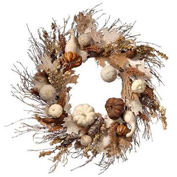 National Tree Company Autumn Wreath, 28 in, White