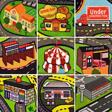 Car Rug Play Mat - Kids Carpet Playmat - Road Rug for Toy Cars - Large 60" x 32" Toy Car Rug for City Life Road Traffic Educational, Learn & Have Fun Safe, Best Road Carpet for Playroom & Kid Bedroom