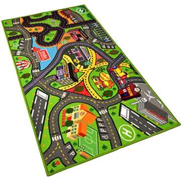 Car Rug Play Mat - Kids Carpet Playmat - Road Rug for Toy Cars - Large 60" x 32" Toy Car Rug for City Life Road Traffic Educational, Learn & Have Fun Safe, Best Road Carpet for Playroom & Kid Bedroom