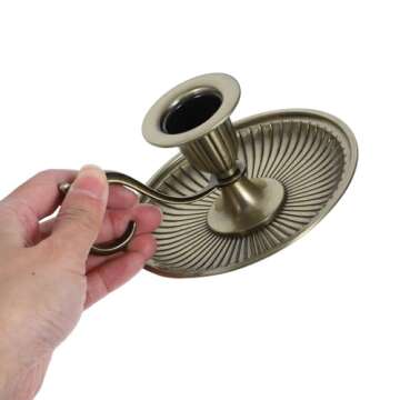 Healifty Taper Candle Holders Vintage Bronze Candlestick Holder with Handle European Style Candle Stand Chamberstick Handheld for Centerpiece Party Wedding Table Home Decor