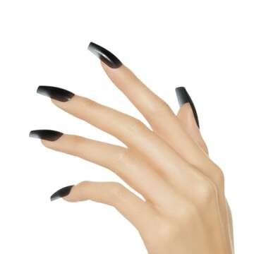 KISS Jelly Fantasy Fake Nails - Jelly Gelée, Black Sculpted, Long Square Translucent, Ready To Wear, Professional Quality, Minutes To Apply, Easy Removal| 28 Count…