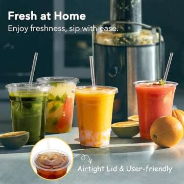 Boxential 100 Pack Clear Plastic Cups with Lids & Straws