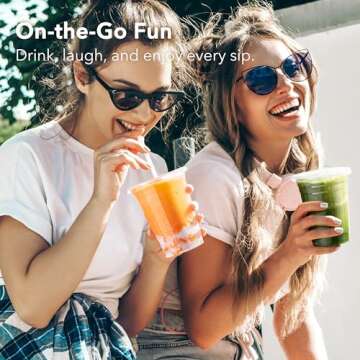 Boxential 100 Pack Clear Plastic Cups with Lids & Straws